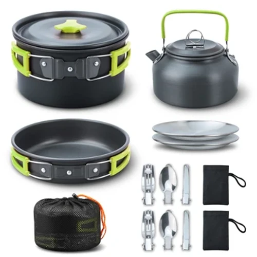 16 vnt stovyklavimo indų rinkinys „Neting Camp Cook“ rinkinys stovyklavimui ir žygiams Mini virtuvės reikmenų rinkinys kempingo kuprinėms keptuvėms