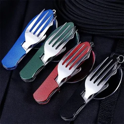 Foldable Camping Utensil Set - Multi-Functional Knife, Fork, Spoon Combo Para sa Outdoor Activities At Sports Camping Picnic Travel