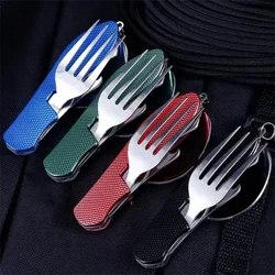 Foldable Camping Utensil Set - Multi-Functional Knife, Fork, Spoon Combo Para sa Outdoor Activities At Sports Camping Picnic Travel