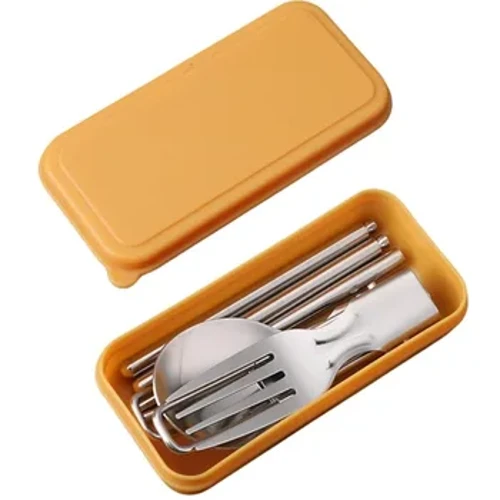 304 Kijiko cha Kuuzia Chuma cha pua cha Ubunifu cha Tableware ya Nje Inayobebeka ya Vijiko vitatu Uma Kusafirishia Vijiko vya Kupiga kambi.