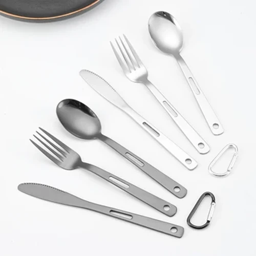 3PCS I fafo Camping Tableware Picnic Stainless Steel Knife Fork and Spoon Set Travelable Tableware