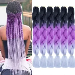 Warna Rambut Dikepang 6 Potongan Sintetis Afrika Rambut Dikepang Ekstensi 3 Warna Wanita Dikepang Twisted Crochet Ireng nganti Ungu