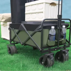 Hopfällbar hopfällbar vagn med hjul på hjul Vagn Stor hopfällbar campingvagn Trädgård utomhusvagnar Bärbar grillvagn