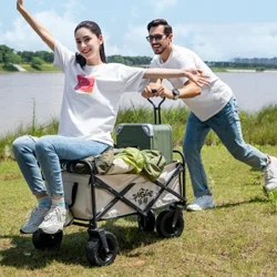 150kg Khả năng chịu lực Trolly Xe cắm trại gấp di động ngoài trời 150L Bánh xe công suất lớn 5/8/10 inch có phanh