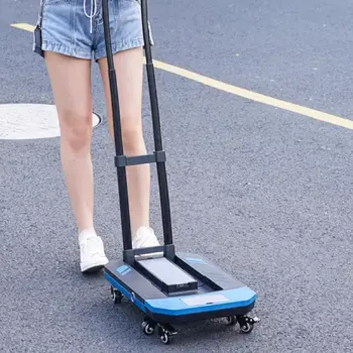 2 in 1 Camping Trolley Foldable Small Cart dengan Universal Wheel Small Pull Cart Portable Adjustable Tie Rod Tarik Cargo Cart