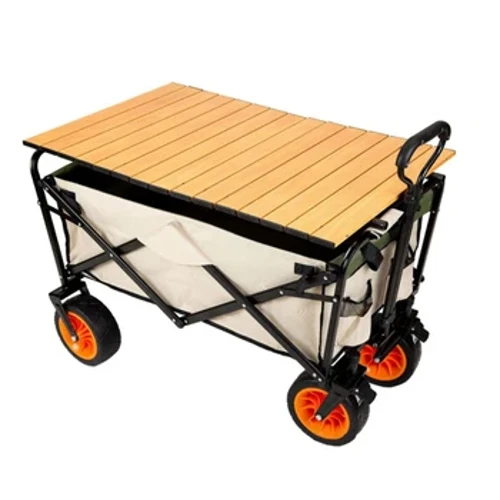 Có thể gập lại Cắm Trại Xe Đẩy Để Bàn Bàn Ban Toa Xe Kéo Bao Hợp Kim Nhôm Vườn Đi Biển Cắm Trại Kéo Bao