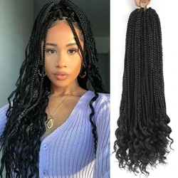6 pacotes pré-loop caixa de crochê tranças de cabelo com extremidades encaracoladas 18 24 30 Polegada deusa caixa tranças extensões de cabelo sintético para mulher