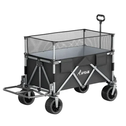 Panlabas na Collapsible Camping Cart Traktor Panlabas na Hand-Tushed Table Board Picnic Cart Trailer ng Camp Pull Rod Upang Buksan ang Cart