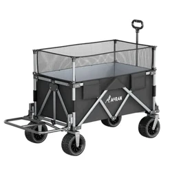 ʻO waho Collapsible Camping Cart Tractor waho lima-kuʻi ʻia papa papa pākaukau Picnic Cart Camp Trailer huki lāʻau e wehe i ke kaʻa