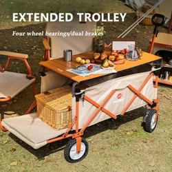 Tolauapiga Femalagaa'i Collapsible feaveai i fafo Extended Camping Cart Garden Multifunction Universal Wheels Garden Trolley
