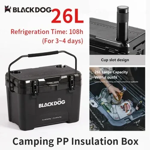 BLACKDOG 26L Malaking Space Camping PP Insulation Box 108h Panatilihing Sariwa Panlabas na Paglalakbay Pagkain Ice Bucket Cooler Box Refrigerator Ultralight