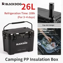 BLACKDOG 26L Grande Espaço Camping PP Caixa de Isolamento 108h Manter Fresco Viagem Ao Ar Livre Comida Balde de Gelo Caixa Refrigeradora Ultraleve