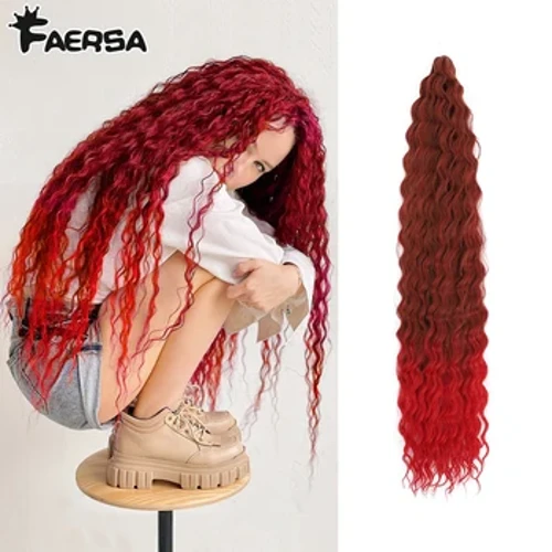 Ariel Curl Hoer Water Wave Twist Crochet Hoer Synthetesch Deep Wave Braiding Hoer Extension Ombre Blond Pink 22 Zoll Braid Hoer