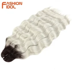 FASHION IDOL Lena Hair Synteettiset Deep Wave Letitys Hiuspidennykset 24 tuumaa Water Wave Virkattu punos Hius Ombre Vaaleat tekohiukset