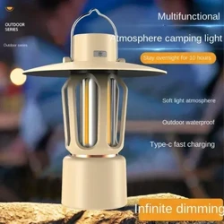 Mutilação lanterna de acampamento portátil luzes acampamento com suporte luz 2000mah atmosfera luz noturna engrenagem acampamento 200lm lâmpada tenda