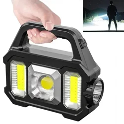 Lanterna solar recarregável com zoom, à prova d'água, led, luz brilhante, portátil, lanterna poderosa para acampamento