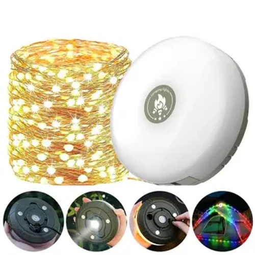 8/10M Gwersylla Tylwyth Teg Golau IP44 gwrth-ddŵr LED Gwersylla Magnetig Golau USB Aildrydanadwy Pabell Awyr Agored Addurno Amgylchynol Lamp Stribed
