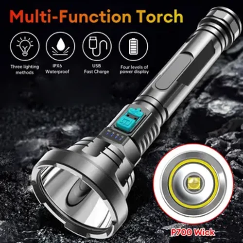 120000LM Powerful LED Flashlight P700 Tactical Flash light Long Range 4200m Torch Waterproof Camping Hand Light USB Rechargeable