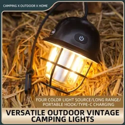 I-LED Retro Camping Lamp Ilenga Itende Ilambu Elingangeni Manzi I-Dimmable Camping Lights Ukukhanya Okuphuthumayo Kwangaphandle