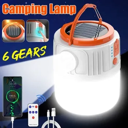 Solar Camping Light Power Bank LED Camping Lanterns 6 Gears Fernsteierung Waasserdicht Outdoor Zelt Luucht Nofëllbar Taschenlamp