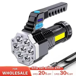 Lanternas led recarregáveis ​​de alta potência 7led tocha de acampamento com luz lateral cob leve iluminação ao ar livre material abs