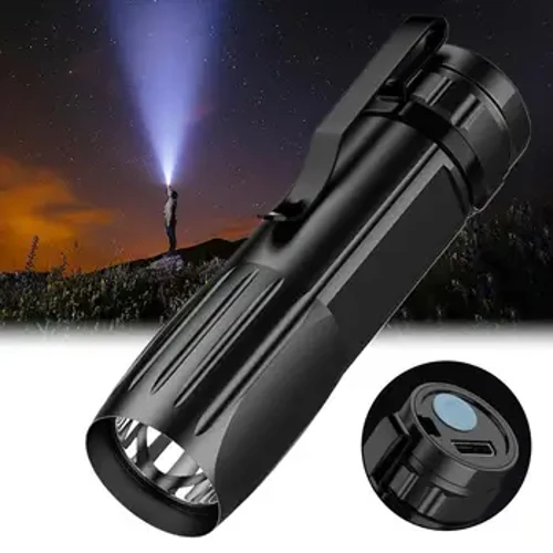Đèn Pin Sạc Đèn Pin LED Siêu Sáng Di Động Mini Đèn Cắm Trại Khẩn Cấp Hợp Kim Nhôm Chiến Thuật Đèn LED