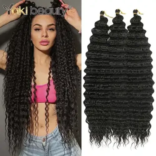 Synteettiset Deep Wave Kiharat Virkatut Twist Hiukset 32 ​​tuumaa Punotut hiukset Afro Curls Ombre Punos Hiustenpidennykset Hiukset BY Yaki Beauty