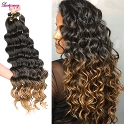 22 tommer Deep Wave Crochet Twist Langt syntetisk hår til sorte kvinder Water Wave Ombre fletning af hårforlængelser Høj temperatur