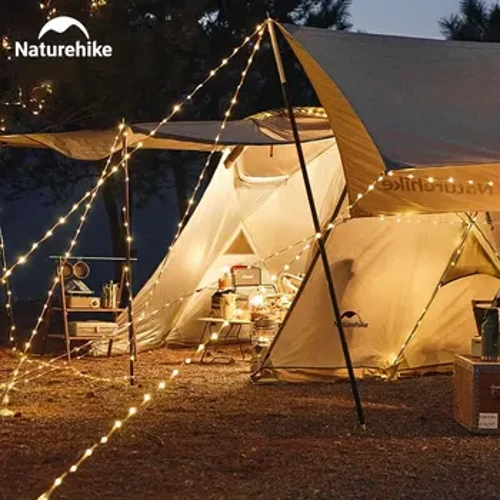 I-Naturehike 10m Camping String Light Ip44 Izindlela Ezingangeni manzi eziyi-8 I-Atmosphere Party Lighting Isexwayiso Isibani Sentambo Yangaphandle Isibani Setende Langaphandle