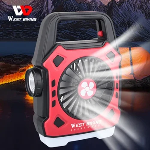 GORLLEWIN BEICIO Goleuadau Gwersylla Cludadwy gyda Fan 3 Mewn 1 Flashlight Awyr Agored Amlswyddogaethol Codi Tâl USB Cartref Lamp Crog Golau Pabell