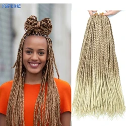 18 Inch Crochet Rambut Ombre Kotak Kepang Rambut Palsu Rambut Sintetis Mengepang Rambut Hitam Pirang Muda untuk Wanita Anak-anak Serat Suhu Rendah