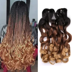 Fransız Kıvırcık Tığ Örgü Saç Sentetik Gevşek Dalga Ombre Örgüler Saç Kadınlar için Spiral Bukleler Ön Gerilmiş Saç Uzantıları