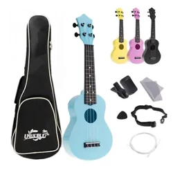 4 stīgu 21 collas soprāns ukulele pilns komplekts Akustisks krāsains havaju ģitāra ģitāra instruments bērniem un mūzikas iesācējiem.