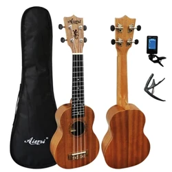 Aiersi pełne opakowanie 21 cali ukelele mahoń sopran ukulele gitara prezenty muzyczne instrument 4 struny hawajska mini gitara