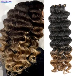 Waasser Deep Wave Hoer Synthetesch Crochet Braids Hoer Haken Braids Curly Organic Hoer Ombre Fir Schwaarz Fraen Héichtemperaturfaser