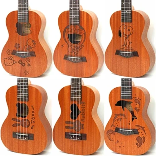 21palcové havajské ukulele soprán Uku malá kytara kreslené vzory dárek pro děti Sapele ukelele palisandrový hmatník hawai