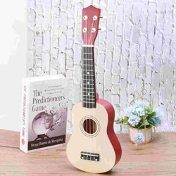 Iniha Ukulele Guitar Toy Laau Ukulele Guitar Toy Funny Solid Wood Musical Instruments Model Toy Early Educational Toy