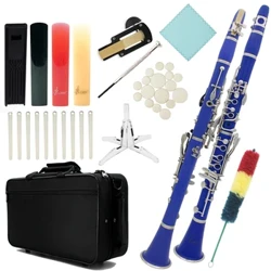 Clarinetto in Si bemolle blu cielo Clarinetto per studenti principianti in Si bemolle per orchestre scolastiche Adulti con kit di pulizia a guscio duro Guanti per staffa