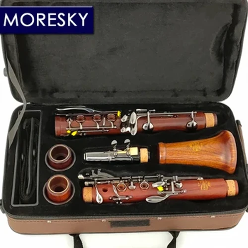 MORESKY Profesjonalny klarnet z czerwonego drewna Bb Palisander Czarny niklowany Klawisze z litego drewna Sib Klarnet M18