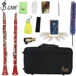 SLADE Klarinet 17 Kunci Falling Tune B Klarinet Merah ABS Berlapis Perak Kunci Bahan Bakelite dengan Aksesoris