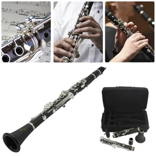 17 Eochracha Clarinéad Tenor le Strap & Éadach Glantacháin Clarinét Ebonite Ceolfhoireann Dhubh Uirlis Cheoil do Thosaitheoirí