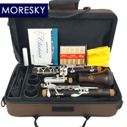 MORESKY Clarinet Bb Yog'och qora rangli kumush bilan qoplangan 17 kalitli Grenadilla Sib Klarnet M601