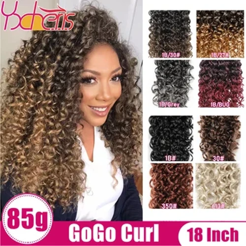 YXHAIR 14 18 dyuymli 85g sintetik GoGo Afro jingalak to'qilgan sochlar ayollar uchun jingalak braids Ombre qora oltin jigarrang bordo