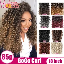YXHAIR 14 18 Inch 85 g Syntetické GoGo Afro Curl Háčkované predlžovanie vlasov pre ženy Kučeravé vrkoče Ombre Čierna Zlatá Hnedá Bordová
