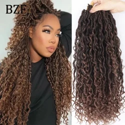 18 Zoll 3 Faarf Synthetesch Hoer Faux Locs Crochet Faux Locs Curly End Hoer Lang Ombre Wave Braiding Hoer Black Natural Curly Hoer