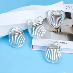 Miwayer 8 Tasten Mini Kalimba Regenbogen Transparent Herz Kristall Kalimba Acryl Daumenklavier Akustisches Fingerklavier Musikinstrument