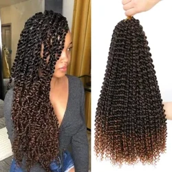 1 pakk / 3 pakki / 6 pakki 18 tolli Passion Twist heegeldatud juuksed mustadele naistele Water Wave heegeldatud punutud juuksepikendused (1B/27)