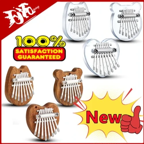 Neuestes 8 Tasten Mini Kalimba Daumenklavier Holz/Acryl Kleiner tragbarer Musikinstrument-Anhänger Mbira Finger Piano für Erwachsene Kinder