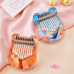 Mini 10 Ki Kalimba Thumb Piano Crystals Acrylic Kalimba Finger Piano Beginner Keyboard Meafaigaluega Musika Fiafia Meaalofa
