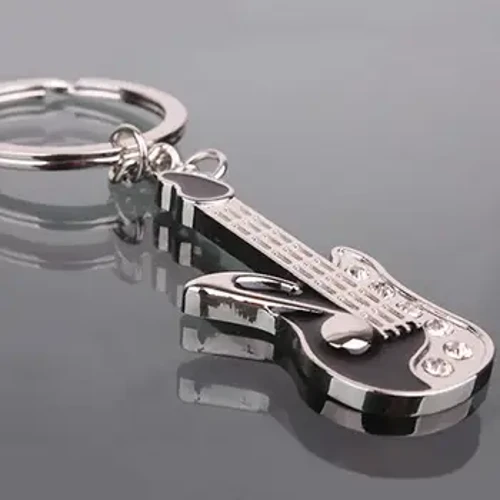 Gitâr Keychain Roc Pync Hen Gitâr Pendant Rhinestone Allwedd Modrwy Gadwyn Allwedd Keychain Offeryn Cerdd Mini Keychains